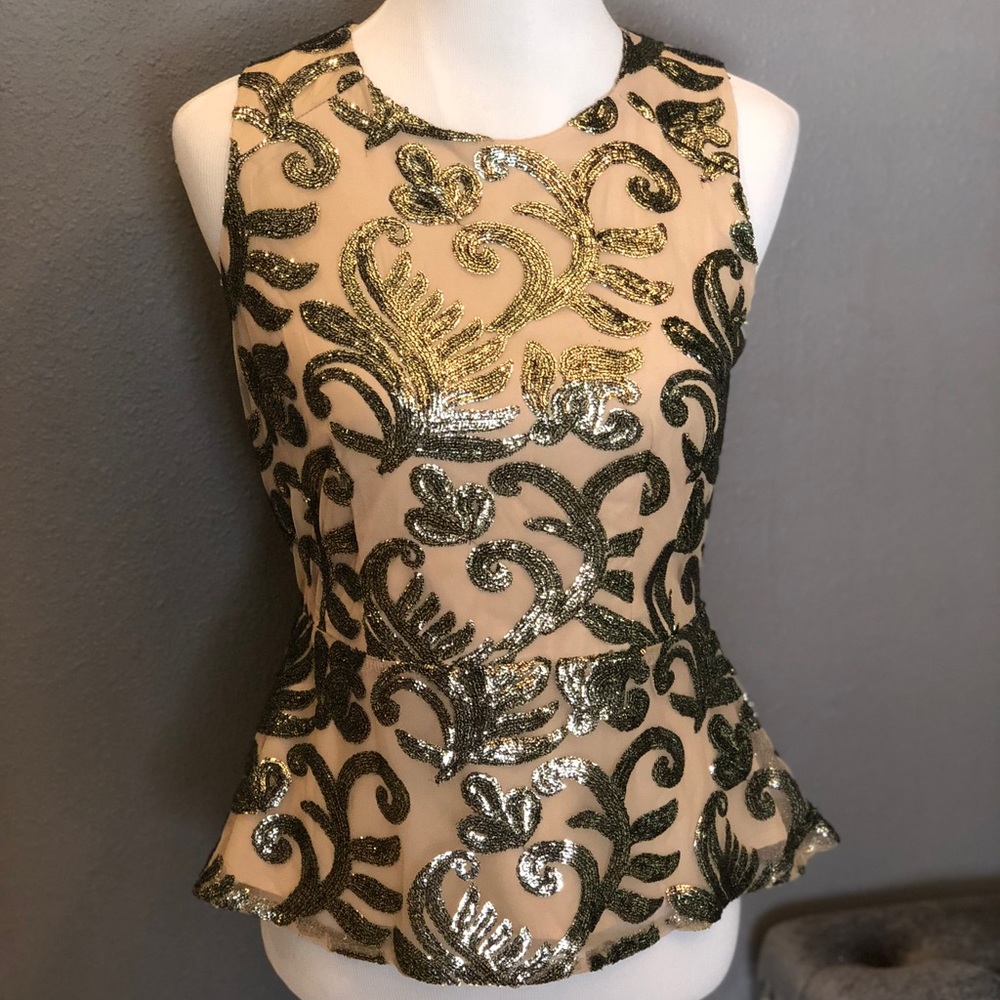 Anthropogie peplum Greylin sparkle blouse